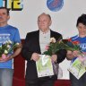 Za dlhjoročnú prácu pre rozvoj športu boli ocenení (zľava) - Pavol Uhlárik, Ondrej Foltán a Janka Koledová-Žideková.jpg